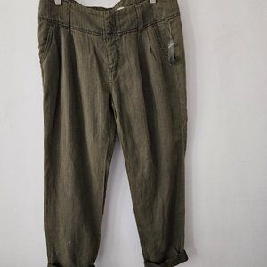 Free People NWT Olive Green Button Front Pants Sz 8